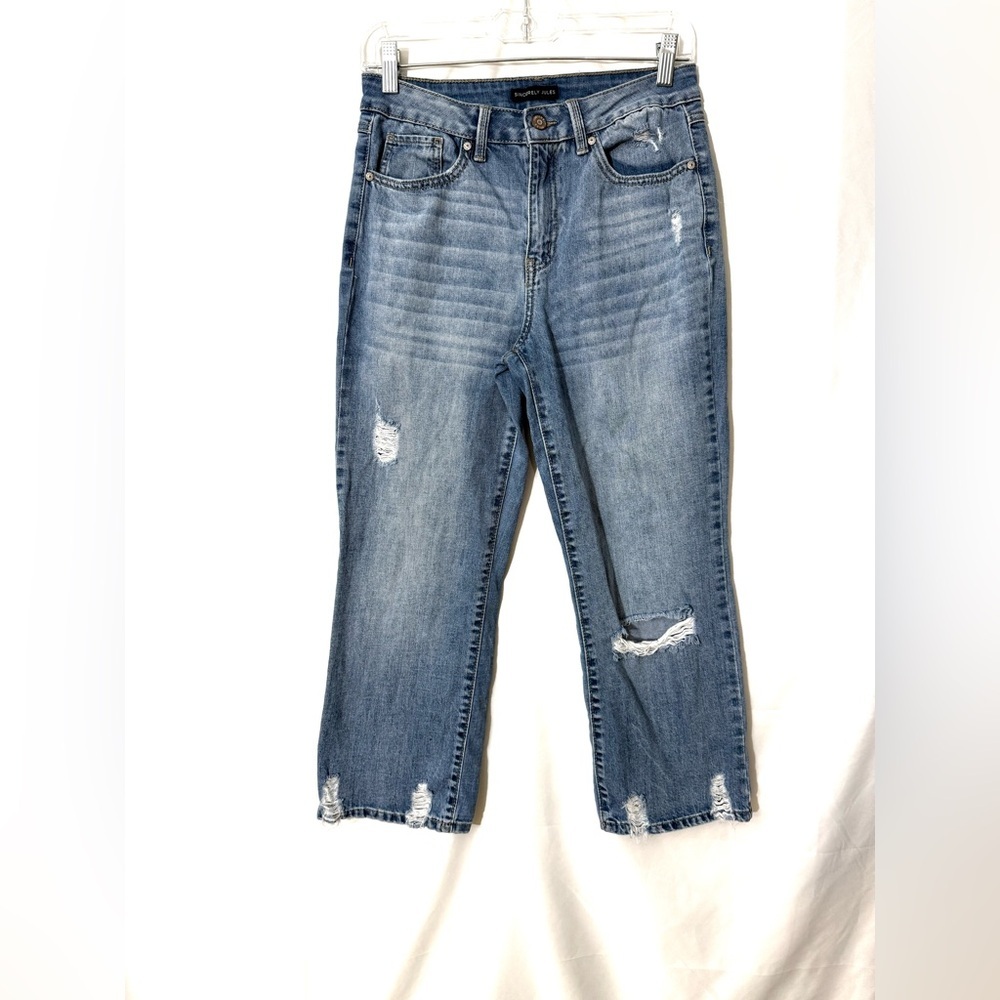 Sincerely Jules Cropped High Rise Straight Leg Distressed Jeans Size 5